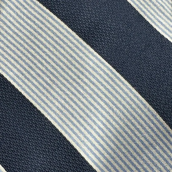 Peter Millar Silk Tie Navy Blue Striped Repp Classic Hand Folded Designer 59x3.2 - Picture 2 of 6